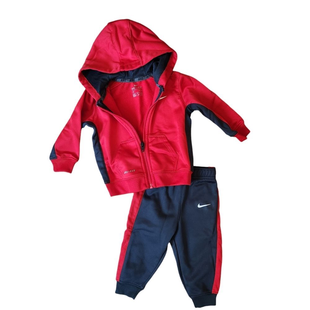 Nike Toddler Boys Jogger Set Size 12 months Red Hoodie with Pants